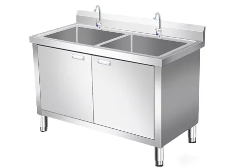 Double Bowl Commercial Sink with Cabinet