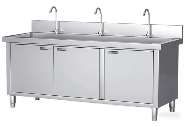 Double Bowl Commercial Sink with Drainboard