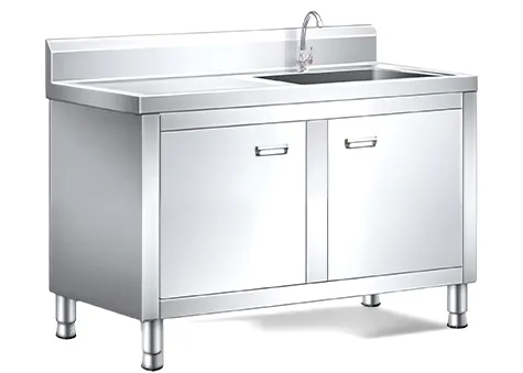 Double Bowl Commercial Sink with Cabinet